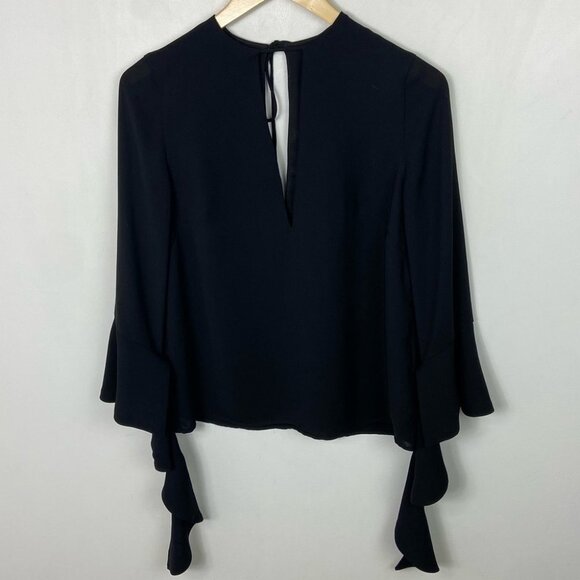 Revolve C/MEO Gossamer Spelt Out Long‎ Sleeve Black Top Size Small Bell Sleeve S - Picture 14 of 15